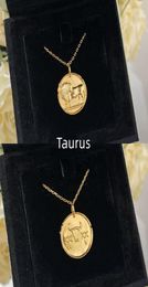 18K gold coin charm designer necklace vc necklaces Twelve Constellations pendant6512246
