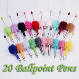 20Pcs Est Colour Creative Plush Ballpoint Pen DIY Gift For Student Office Supplies
