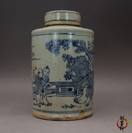 Antique Collection Late Qing Dynasty Civilian Kiln Republic of China Blue and White Cover Pot Tea Pot Antique Ceramics Antique Old1607112