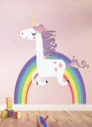 Kids new rainbow unicorn wall sticker home decor wall stickers Children animal graffiti Decal Wallpaper girls Bedroom Decorations 4692067