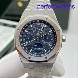 AP Wrist Watch Collection Royal Oak Series 26574ST Precision Steel Blue Plate Back Transparent Calendar Mens Fashion Leisure Business Sports Machinery Watch