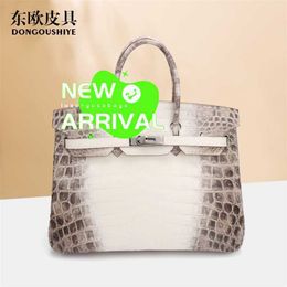 Designer Himalaya Crocodile Handbag Tote Bags Nile Skin Versatile Large Womens Celebrity Singer Handbag 35 Half Hand Sewn White Platinum Bag WN-IU6K