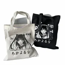 japanese Anime Kawaii Y2k Canvas Bag Cute Women Bag Carto Ulzzang Large Capacity Harajuku Shoulder Bags Ins Women Shopper Bags 98cC#