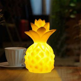 Lamps Shades 4-color night light LED light cartoon pineapple fruit night light neon light room decoration portable desk light gift for children Q240416