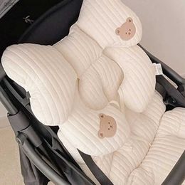 Stroller Parts Accessories Korean style baby stroller cushion accessories bear embroidery car seat pram Q240416