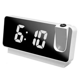 LED Digital Alarm Clock Table Watch Electronic Desktop Clocks USB Wake Up FM Radio Time Projector For Bedroom Living Room 240410