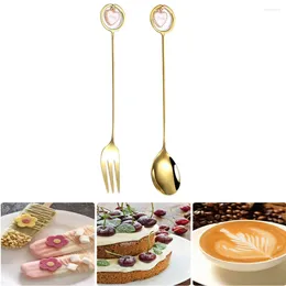 Coffee Scoops Stainless Steel Spoon Fork Set Star/Heart Tea Spoons Creative Ice Cream Tools Tableware Kitchen Gadgets Home Decor