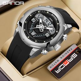 Wristwatches SANDA Top Brand Sports Men's Watches Outdoor Military Quartz Watch Man Waterproof Wristwatch For Men Clock Relogios Masculino