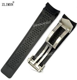 Watch Band ZLIMSN Sport Watch Bands 22mm 24mm Watchbands Black Diving Silicone Rubber Holes Watch Band Strap Black Golden Watchban2419008