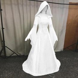 Casual Dresses Gothic Long Sleeve Hooded Women Dress Floor Length Ladies Sexy Y2k Vestidos Cosplay Women'S Fashion Dres Party Night