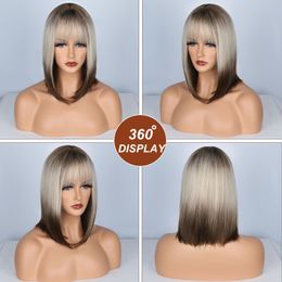 Mix Colour Qi Bangs Short Wigs Hot Sale Platin Blonde Hair Wholesale Europe America Fashion Style Permed Dyed Rose Net Curly Wig