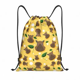 cute Capybara Capybaras Bag Drawstring Backpack Sports Gym Sackpack Water Resistant String Bag for Yoga x2xM#