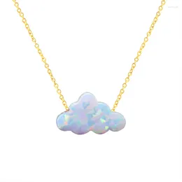 Choker 2024 Design Cloud Shape Opal Necklace For Women Handmade With Stainless Steel Chain Christmas Gift Jewelry