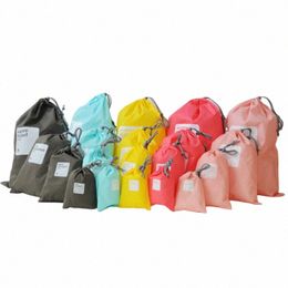 4pcs Waterproof Travel Drawstring Storage Bags Set Shoe Pocket Underwear Cosmetic Organizer Toiletry Bag Travel Clothes Packing Q5xF#