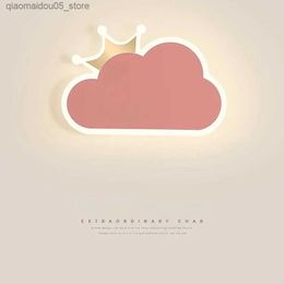 Lamps Shades Childrens room wall lamp cartoon cloud crown modern simple boy and girl room background wall bedroom bedside lamp AC220V Q240416