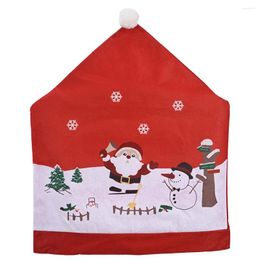 Chair Covers Christmas Back Cover Santa Claus Snowman Dining Hall Seat Sleeve Washable Cute Slipcover For Home Bar Year