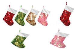 Sequin Christmas Socks Solid Xmas Tree Hanging Socks Xmas Kids Gifts Storage Bags Christmas Tree Pendant Gift Bag WMQCGY7986968382