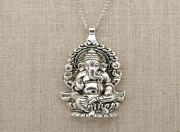 Vintage SilversLord Ganesh God of Fortune Pendant Hindu Elephant Charms CHAIN Choker Statement Necklace Pendant Woman Fashion Jewe7006258