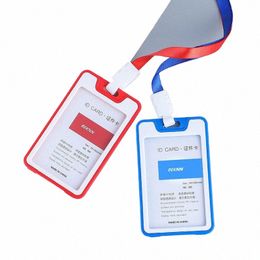 women Men Plastic ID Credit Bank Card Holder Students Bus Card Case Lanyard Candy Colors Identity Badge Cards Cover M1YW#
