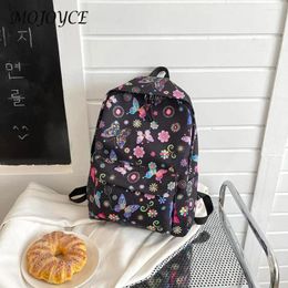 School Bags Travel Bookbags Nylon Large Capacity Cute Fashion Student Schoolbag Butterflies Print Simple Floral For Outdoor Camping