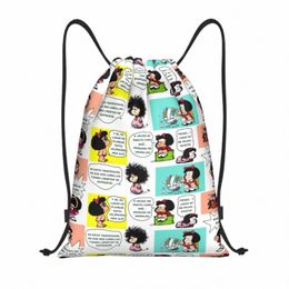 manga Quino Mafalda Drawstring Backpack Women Men Gym Sport Sackpack Portable Kawaii Carto Shop Bag Sack C1Rn#