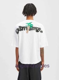 High end designer clothes for Paa Angles Trendy Coconut Tree Letter Printing Short Sleeve T-shirt for Men and Women High Street Half Sleeve With 1:1 original labels