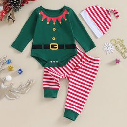 Clothing Sets Born Baby Boy Christmas Outfit Infant Girl Long Sleeve Romper Pants Hat Clothes Set