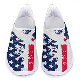 Casual Shoes Woman Flats Ladies Sneakers Colourful American Flag Print Mesh Loafers Women Outdoor Slip On Footwear Comfort 2024