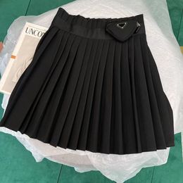 Women skirt casual dress for women Letter dresses models triangle label pleated skirt women's high-waisted thin skirt package hip a word solid-coloured half-body