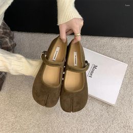 Casual Shoes ZOOKERLIN Sheepskin Mary Jane Ballet Flats Women Pumps Split Toe Comfortable Soft Round Flat For Buckle