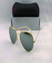 High Quality Classic Pilot Sunglasses Designer Brand Mens Womens Sun Glasses Eyewear Gold Metal Green 58mm 62mm Glass Lenses 30 259809185