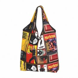 recycling Quentin Tarantino Movie Collage Shop Bag Women Tote Bag Portable Pulp Ficti Kill Bill Grocery Shopper Bags 06Ig#