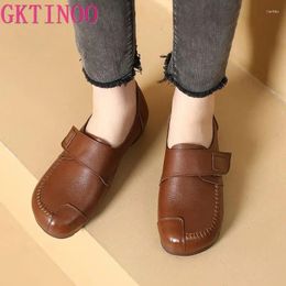 Casual Shoes GKTINOO Flat Soft Mother's Large Size 2024 Autumn Middle Aged And Elderly Women Flats Mom Genuine Leather Non-slip