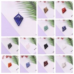 Pendant Necklaces Natural Stone Pendants Rhombus Sodalite Agate Quartz Crystal Diamond-shaped Charms For Jewellery Making DIY Necklace