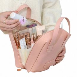 large Capacity Travel Cosmetic Bag Portable Leather Toiletry Bag with Handle Organizer Multifunctial Waterproof Makeup Bag c7Tk#