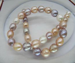 pearls Jewellery high quality Natural elegant 1113mm south sea white pink purple multicolor pearl necklace 18quot14k5988368