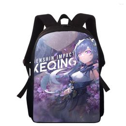 School Bags Genshin Impact Keqing 16" 3D Print Kids Backpack Primary For Boys Girls Back Pack Students Book