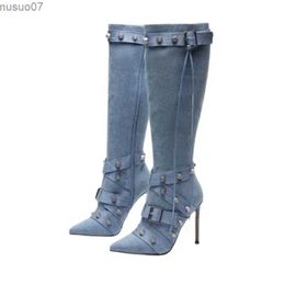 Boots Slim High Heeled Motorcycle Boots for Women Versatile Boots European and American Style Sexy 2023L2404