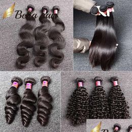 Hair Wefts Bellahair Unprocessed 8A Brazilian Bundles Virgin Extensions Human Hairweave Natural Color Body Straight Loose Wave Curly D Ot4Ql