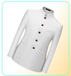 Chinese Stand Collar Men Blazer 6XL Big Size Solid Casual Suit Jacket Slim Fit Mens Wedding Blazers Yellow White Men039s Suits 5817601