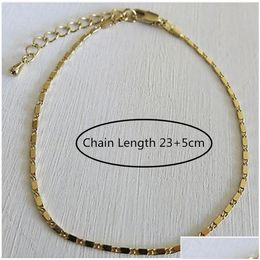 Anklets Simple Woman Casual/Sporty 14K Gold Chain Women Ankle Bracelet Jewelry Drop Delivery Dhsl3