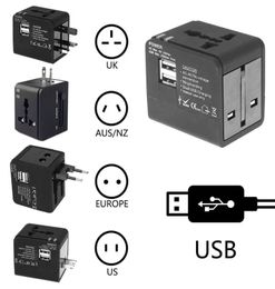 International Travel Adapter Universal Power Adapters Plug Converter Worldwide All in One with 2 USB Ports Perfect for US EU UK AU3434867