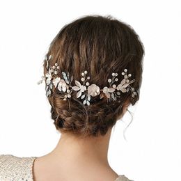 gold Colour Rhineste Pearl Wedding Hair Comb Tiara Crystal Bridal Hair Jewellery Accories Bride Hair Ornaments Headband R1aI#