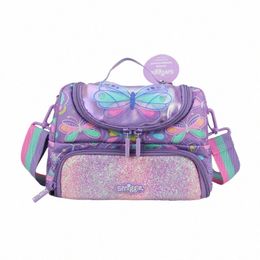 australia Smiggle Original Children's Lunch Bag Girl Purple Butterfly Kawaii Menger Shoulder Bags Waterproof 9 Inches M0E5#