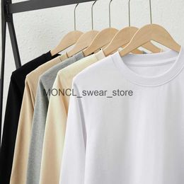 Men's T-Shirts 320G heavy-duty carbon brush 100% pure cotton high-end T-shirt for mens spring and autumn fashion solid Colour simple casual basic top tee H240416