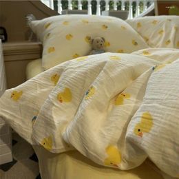 Bedding Sets Cute Duck Set For Kids Soft Washed Cotton Duvet Cover Single Full Size Floral Comforter With Pillowcase Sheet