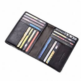 thinkthendo Retro Genuine Leather Cowhide Travel Passport ID Card Cover Holder Case Protector Organiser Wallet Black Colour 53gx#