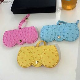 Sunglasses Cases Ostrich Pattern PU Leather Glasses Bag Multi-function Eyeglasses Case Cover Women Sunglasses Storage Protection Ins Eyewear Bags Y240416