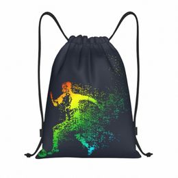 soccer Player Particles Drawstring Bags Women Men Portable Sports Gym Sackpack Training Backpacks H9NI#