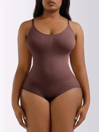 Women's Shapers Plus Size Solid Seamless Cami Shapewear Tummy Control One Piece Body Shaper Slimmer